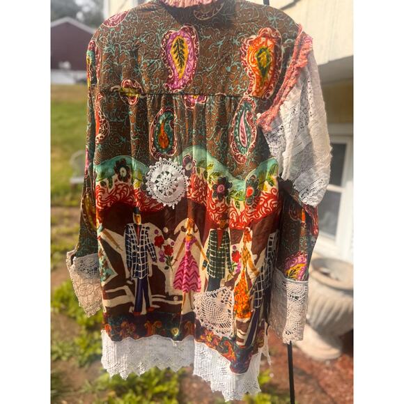 Jam’s World blouse upcycled Hawaiian Victorian lace paisleboho gypsy (28) - Picture 4 of 10